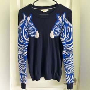BODEN Estella Milkshake Sweater Milkshake, Zebra Arms Navy Blue Cashmere Blend